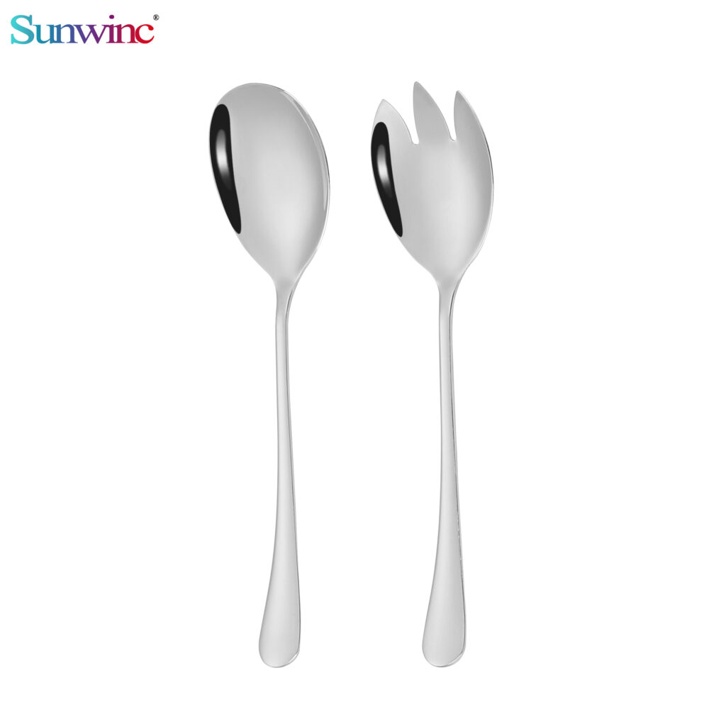 big serving spoon fork stainless steel salad mixer set spork